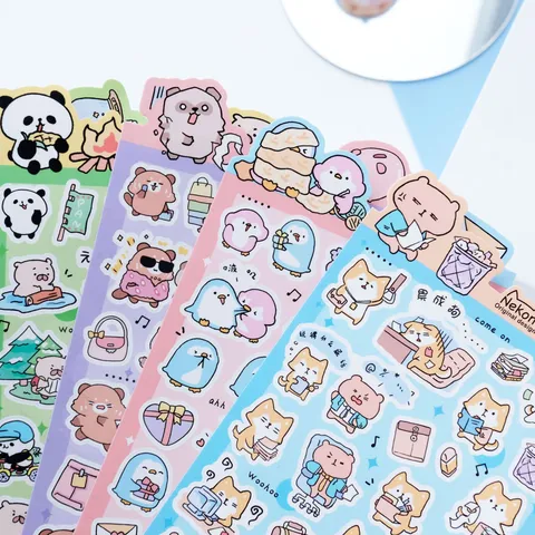 Pegatinas Decorativas Creativas de Animales Tiernos Vida Diaria Papelería Estudiante Planificador Diario Scrapbook