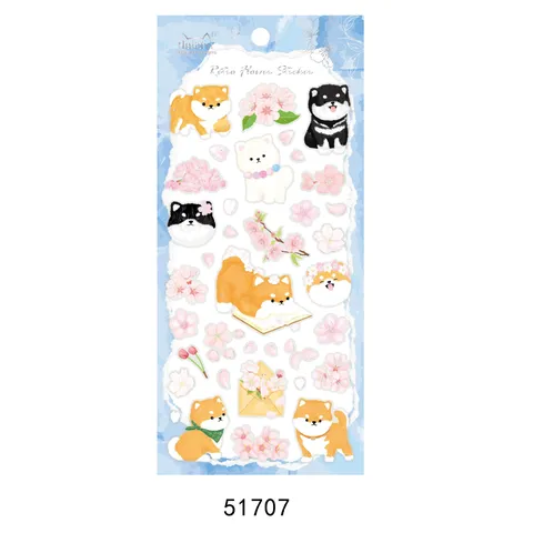 Mignons Stickers Décoratifs Laser en PVC Animaux Corgi Shiba Inu Panda Bouledogue Français Dessin Animé Autocollants de Papeterie