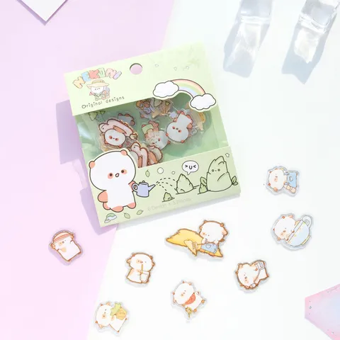 Cartoon Animal Decorative Stickers Hot Stamping Liuli Journal Stickers Cute DIY Craft Scrapbooking Stickers