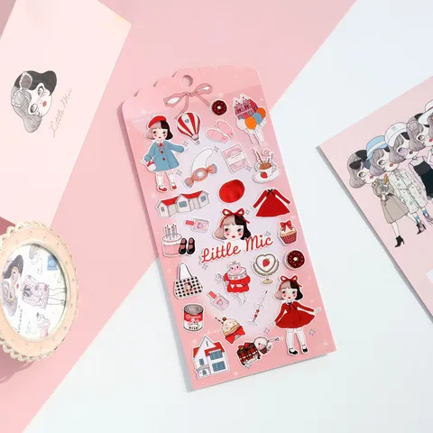 Cute Cartoon Girl Rabbit Tea Party Decorative PVC Stickers DIY Hand Ledger Scrapbook Stationery Supplies