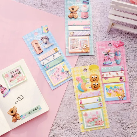 Vaporwave Ins Style Decorative Sticky Notes Creative Study Bookmark Hand Ledger Paper Sticky Notes Set