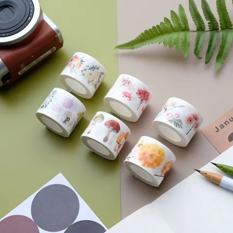 Botanische Bloemen Washi Tape Set Aquarel Plant Paddenstoel Decoratieve Plakband Voor Journal DIY Ambacht Scrapbooking