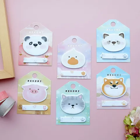 Cute Animal Sticky Notes Watercolor Shiba Inu Dog Pig Cat Duck Memo Pads Cartoon Student Page Markers Stationery Gift