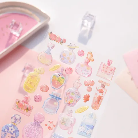 NEKONI Space Cat Perfume Bottle Instrument Dessert Cake Epoxy Resin Journaling Stickers DIY Decorative Stationery