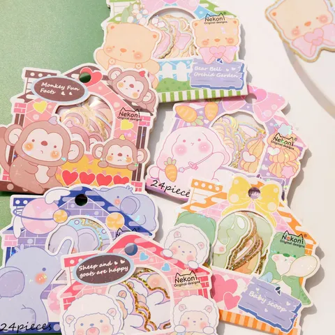 Cute Cartoon Animal Paper Stickers Decorative Sticker Pack For Phone Hand Ledger Journal Scrapbooking DIY Craft