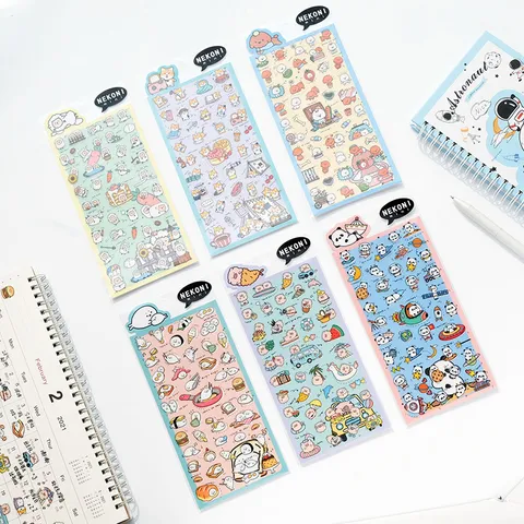 Pegatinas Decorativas de PVC de Animales Lindos Kawaii Dibujos Animados Foca Cerdo Panda Cachorro Gato Oveja Planificador Papelería Pegatina