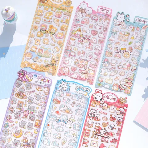 Pegatina de Animal de Dibujos Animados Linda de PVC Impermeable NEKONI Panda Shiba Zorro Conejo Calcomanía Para Teléfono Diario Scrapbooking