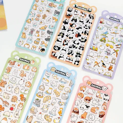 Pegatinas De Animales Lindo PVC Impermeable Dibujos Animados Panda Perro Gato Pájaro Ardilla Para Teléfono Botella De Agua