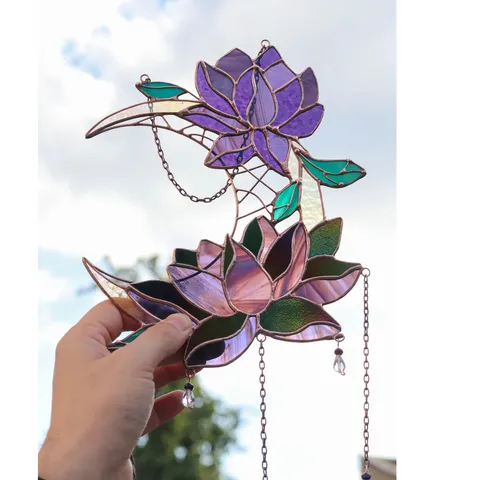 Sunflower Lotus Moon Acrylic Suncatcher Window Hanging Decoration Faux Stained Glass Art Ornament For Home Garden Wall Decor