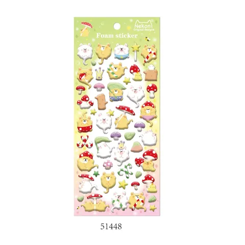 Cute Cartoon Animal Foam Stickers Kawaii Waterproof Decorative Sticker For Phone Cup Diary Scrapbook DIY Craft Supplies