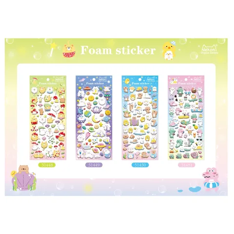 Cute Cartoon Animal Foam Stickers Kawaii Waterproof Decorative Sticker For Phone Cup Diary Scrapbook DIY Craft Supplies