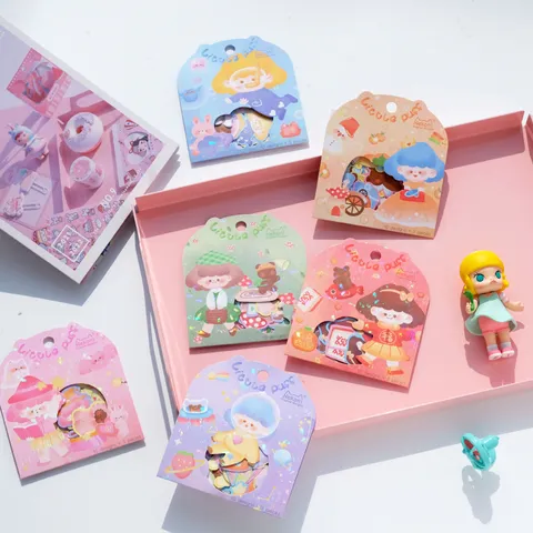 Lindo Paquete de Pegatinas Decorativas Little Puff de Niña de Dibujos Animados Kawaii Diario DIY Pegatinas de Papelería