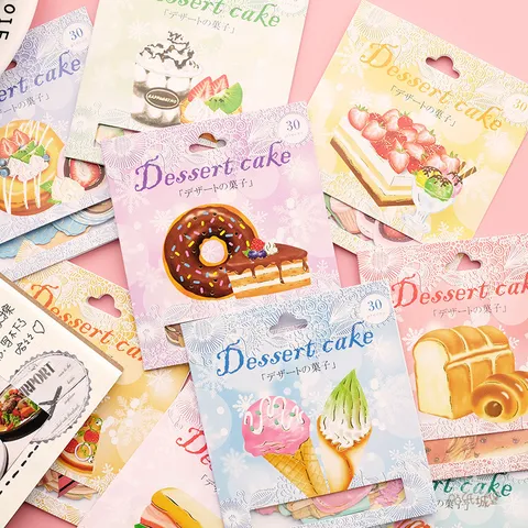 Lindas Pegatinas Decorativas para Diario de Pastel de Postre Pan Papelería Scrapbooking Pegatinas Paquete de Dibujos Animados