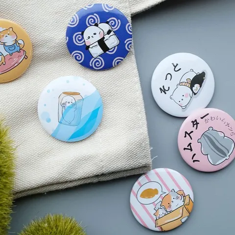 Cute Cartoon Animal Tinplate Brooch Badge Kawaii Cat Dog Panda Print Metal Lapel Pins Fashion Clothes Backpack Decoration Jewelry
