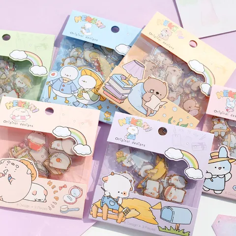 Cartoon Animal Decorative Stickers Hot Stamping Liuli Journal Stickers Cute DIY Craft Scrapbooking Stickers