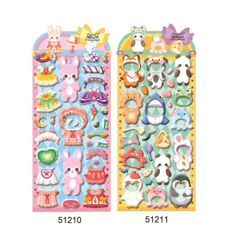 Cute Cartoon 3D Foam Dress Up Stickers DIY Princess Animal Sticker Set Creative Decorative Stationery For Kids Girls