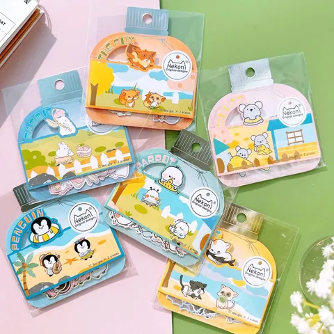 Manga Style Cute Little Animals DIY Emoji Handbook Stickers Decorative Stationery Scrapbook Stickers Pack For Kids