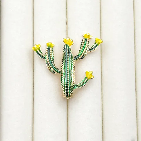 Zinc Alloy Cute Cactus Brooch Pin Enamel Plant Lapel Pin Badge Fashion Jewelry Accessories For Women Men