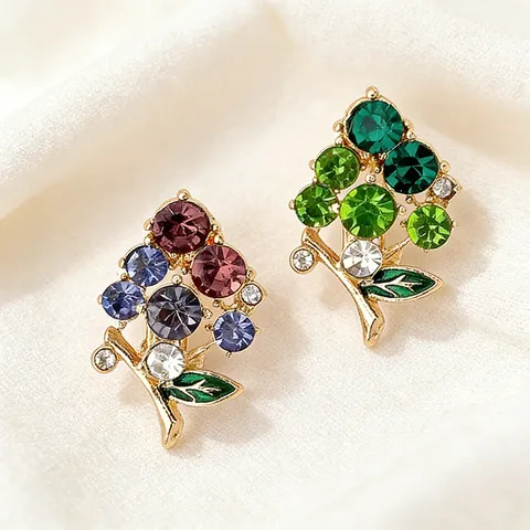 Light Luxury Grape Fruit Brooch Pin Zinc Alloy Colorful Rhinestone Enamel Brooches For Women Banquet Party Jewelry Gift