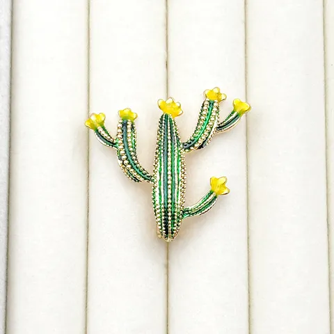 Zinc Alloy Cute Cactus Brooch Pin Enamel Plant Lapel Pin Badge Fashion Jewelry Accessories For Women Men