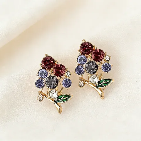 Light Luxury Grape Fruit Brooch Pin Zinc Alloy Colorful Rhinestone Enamel Brooches For Women Banquet Party Jewelry Gift