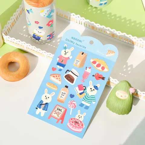 Pegatinas Decorativas Impermeables De Animales De Dibujos Animados Lindos Panda Conejo Oso Pegatinas