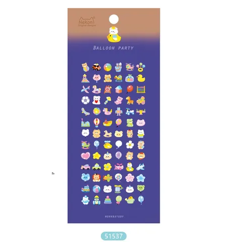 Mini PVC Cartoon Decorative Stickers Cute Balloon Cat Dog Candy Design Hand Ledger Stationery Supplies