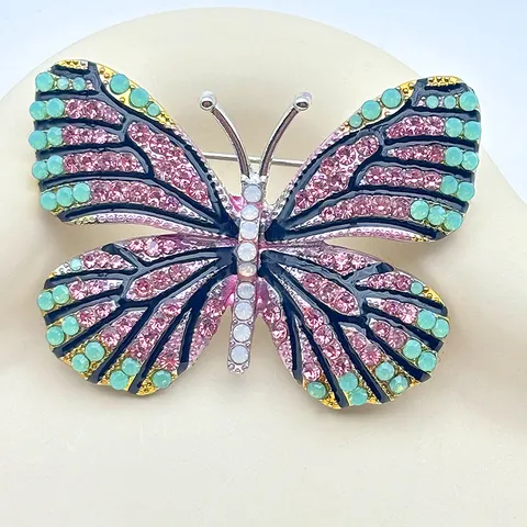Fashion Alloy Butterfly Brooch Pin Rhinestone Enamel Insect Collar Pins Clothing Accessories Jewelry Gifts For Women Men