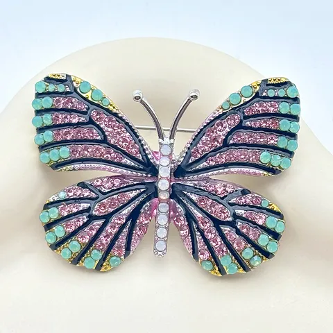 Fashion Alloy Butterfly Brooch Pin Rhinestone Enamel Insect Collar Pins Clothing Accessories Jewelry Gifts For Women Men