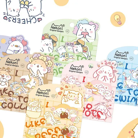 Conjunto de Pegatinas Láser de Animales Tiernos Dibujos Animados Oso Conejo Ganso Oveja Calcomanías Holográficas Para Scrapbooking Papelería DIY