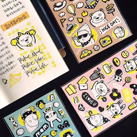 Simpatici Adesivi Decorativi per Feste con Coniglietto Animale Cartoon Journaling Scrapbooking Foglio di Adesivi per Cancelleria DIY