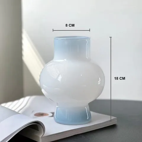 Vintage Gradient Blue Glass Vase Modern Home Decor Living Room Flower Arrangement Hydroponic Tabletop Ornament