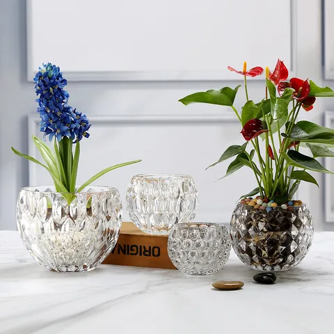 Transparentes Glas Hydrokultur Vase Kristallball Pflanze Blumentopf Modern Minimalistisch Desktop Blumenarrangement Heimdekoration