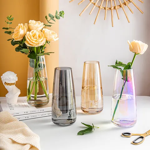 Nordisch Kreativ Minimalistisch Glasvase Transparent Hydroponisch Blumentopf Wohnzimmer Trockenblume Dekoratives Ornament