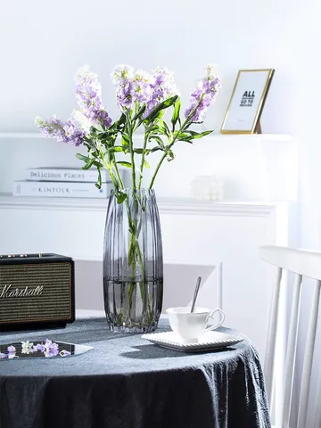 Minimalist Vertical Ribbed Glass Vase Creative Colorful Transparent Flower Arrangement Vase For Living Room Home Decor