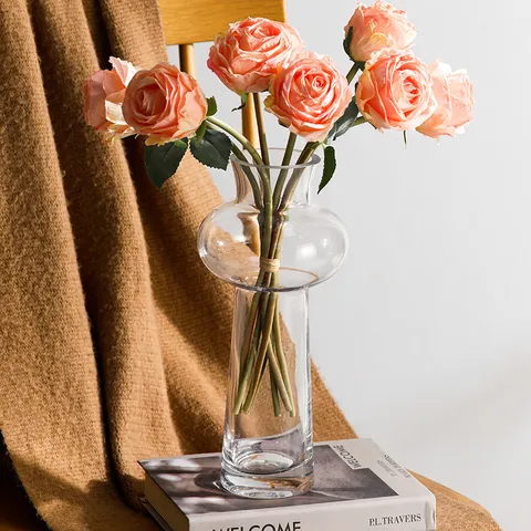 Vintage Glass Flower Vase Retro Minimalist Hydroponic Floral Container Aesthetic Desktop Home Decor Centerpiece