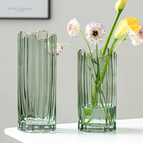 Modernes Minimalistisches Vergoldetes Transparentes Glasvase Nordisches Wohnzimmer Blumenarrangement Hydroponischer Blumentopf Heimdekoration