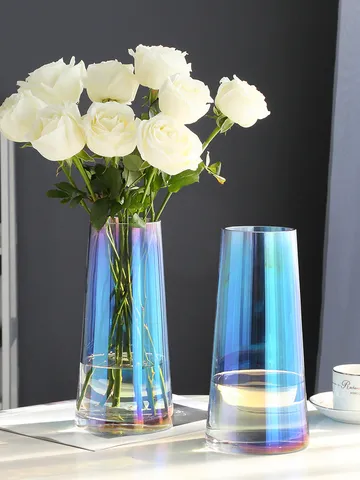 Nordic Style Aurora Glass Vase Colorful Transparent Creative Flower Arranging Living Room Desktop Ornament