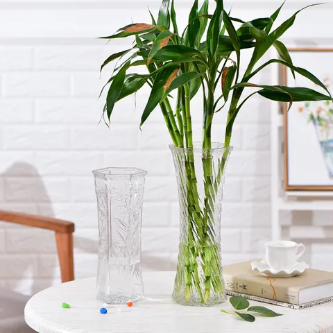 Transparant Glas Vaas Zeshoek Bloemstuk Fles Modern Minimalistisch Woonkamer Huis Decoratief Glaswerk