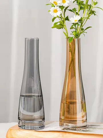 French Glass Small Caliber Vase Transparent Electroplated Nordic Mini Hydroponic Flower Arrangement Home Decor Ornament