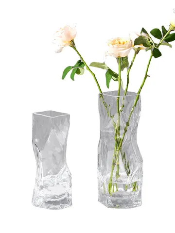 Geometric Transparent Glass Vase Nordic Modern Diamond Irregular Flower Vase Living Room Dining Table Art Home Decor