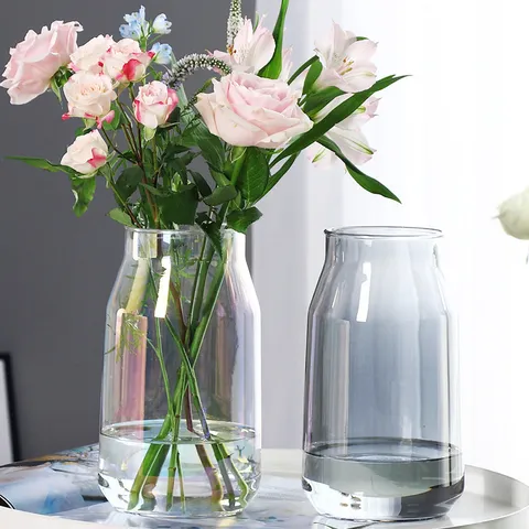 Nordic Minimalist Electroplated Glass Vase Creative Transparent Hydroponic Flower Vases Living Room Home Decor