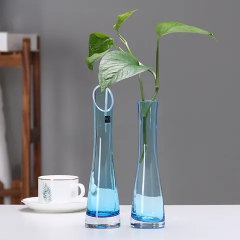Minimalist Transparent Glass Vase Creative Slanted Opening Hydroponic Flower Vase Home Hotel Tabletop Decorative Glass Vase