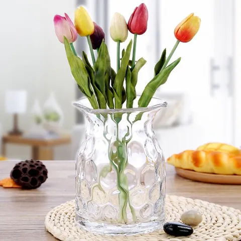 Modern Minimalist Creative Transparent Glass Small Vase Hydroponic Green Dill Fresh Flower Vase Desktop Decorative Glass Vase