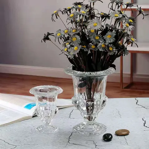 Vaso in Vetro Trasparente Nordico Lanterna Stile Romano Contenitore per Piante Idroponiche Creativo Texture in Rilievo Decorazione per la Casa