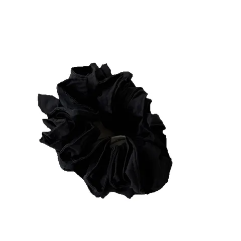 Coletero Elegante de Satén Plisado Doble Capa Capullo de Flor Estilo Coreano Elástico para Coleta Accesorio de Pelo para Mujer