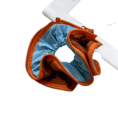 Niche Design Contrast Color Zipper Scrunchies Hair Ties For Women Ponytail Bun Accessories Fabric Large Intestine Hair Ring