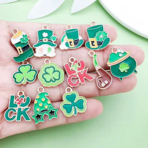 San Patrizio Smaltato Lega Trifoglio Cappello Gnu Charms Ciondoli DIY Misti Per Braccialetto Collana Accessori per la Creazione di Gioielli