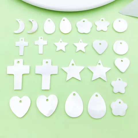 Natürliche Muschel Anhänger Gemischte Geometrische Formen Kreuz Herz Stern Charms DIY Schmuckherstellung Zubehör Für Armband Halskette