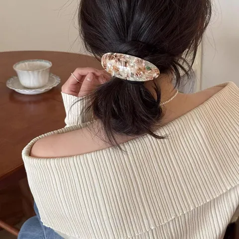 Korean Cellulose Acetate Hair Clip For Women 2026 New Oval Hairpin Side Bang Clip Tortoiseshell Marble Pattern Fashion Headwear Accessory
